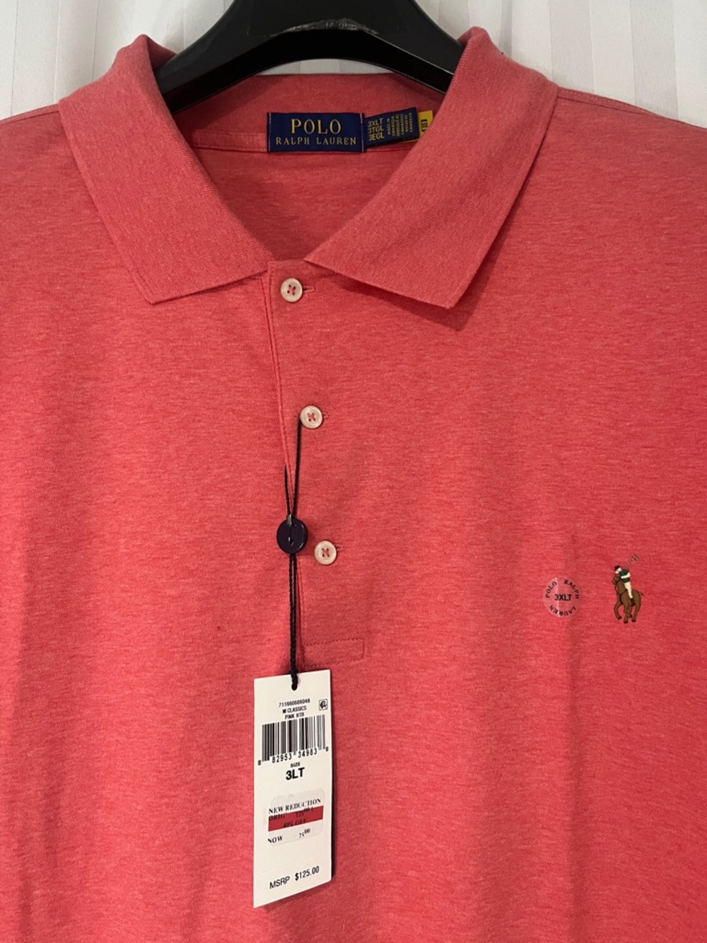 Polo by Ralph Lauren Men’s Coral Heather Short-Sleeve Polo NWT
